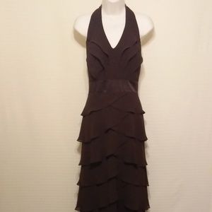 CLOSET CLOSING BROWN LONG FORMAL HALTER DRESS